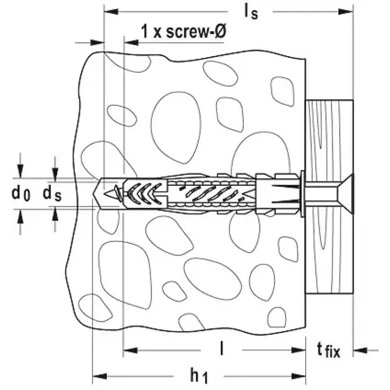 Sieninis kaištis Fischer Universal plug UX GREEN 6 x 35 R