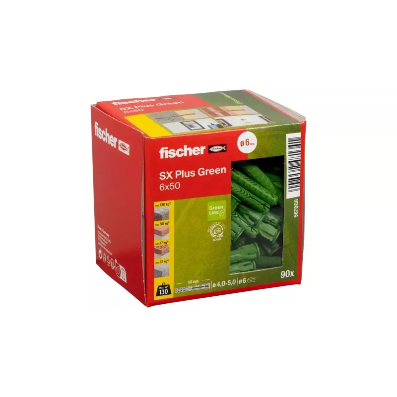 Pleistuvinis inkaras Fischer 567808 50 mm 90 vnt. žalias