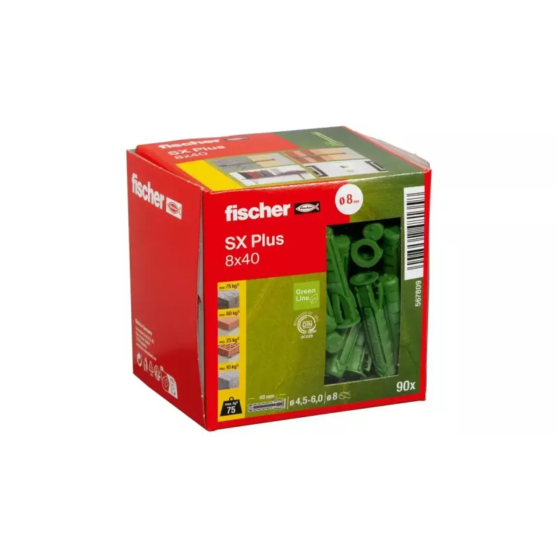 Išsiplėtimo inkaras Fischer 567809 40 mm 8 mm Žalias 90 vnt.
