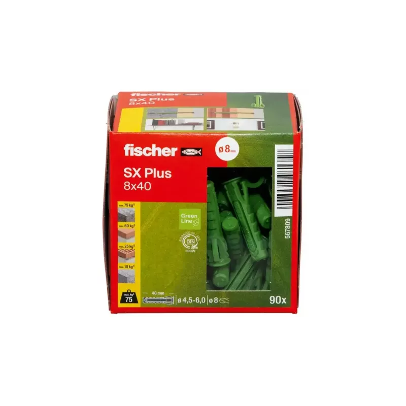 Išsiplėtimo inkaras Fischer 567809 40 mm 8 mm Žalias 90 vnt.
