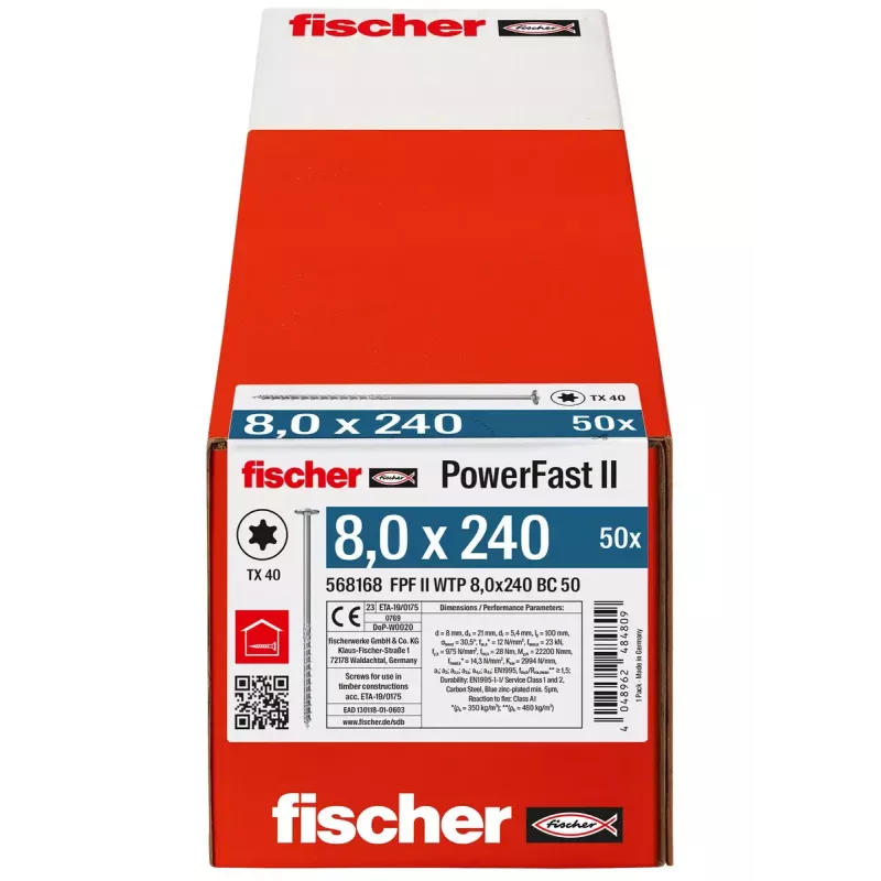 Varžtas Fischer PowerFast II 8,0x240 TK TX TG blvz 50