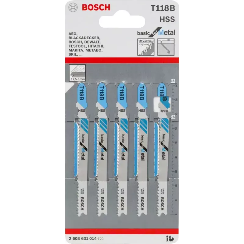 Pjūklo geležtė Bosch T 118 B greitaeigis plienas HSS 5 vnt.