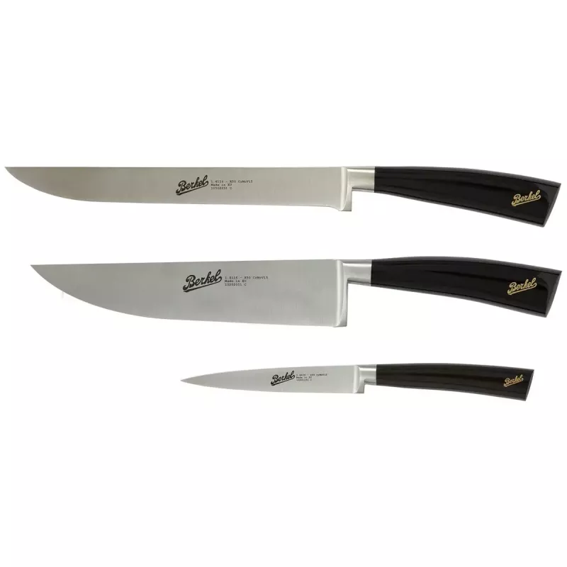 Virtuvinių peilių rinkinys Berkel Elegance — nerūdijančio plieno geležtės, 3 vnt., geležtės ilgis 22 cm