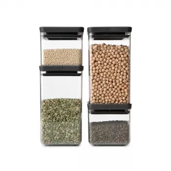 Kvadratinis plastikinis stiklainis Brabantia Tasty+