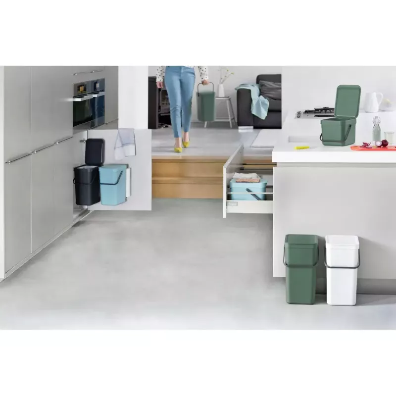 Brabantia Sort & Go stačiakampis plastikinis žalias pilkas plotis 520 mm gylis 370 mm aukštis 430 mm