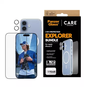 PanzerGlass CARE 3-in-1 Flagship Explorer Bundle iPhone 17 Scratch Shock Resistant