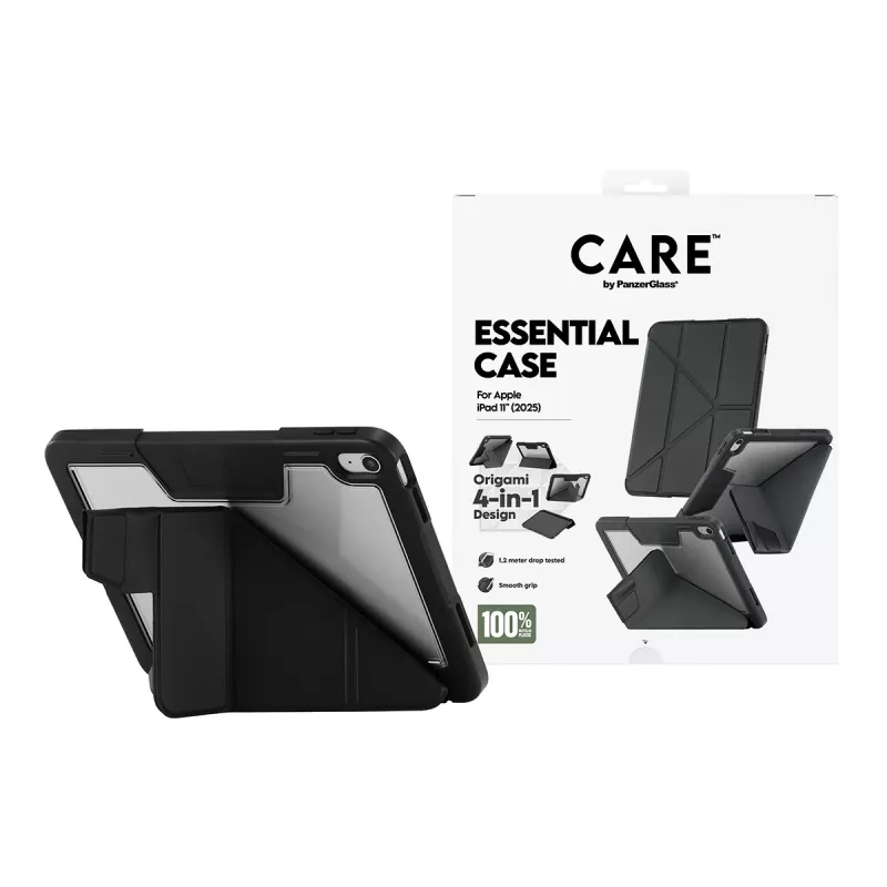 Planšetinio kompiuterio dėklas PanzerGlass TPU Essential Case, skirtas iPad 11 (2025) — juodas
