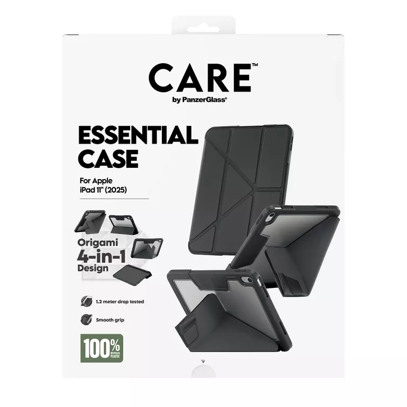 Planšetinio kompiuterio dėklas PanzerGlass TPU Essential Case, skirtas iPad 11 (2025) — juodas