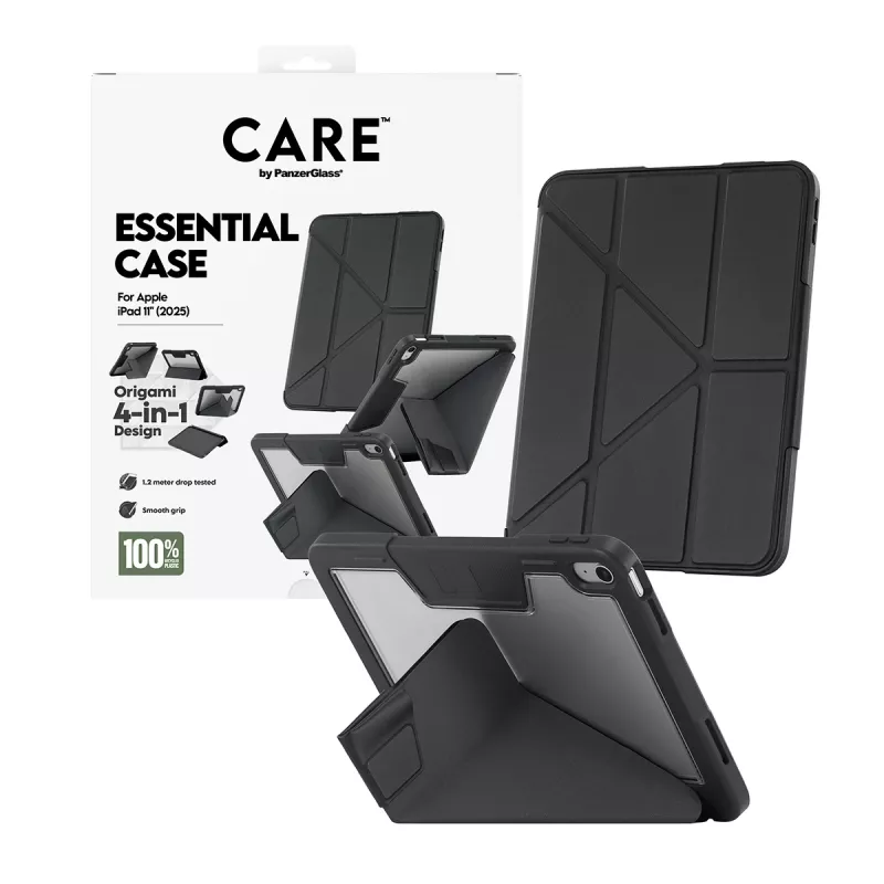 Planšetinio kompiuterio dėklas PanzerGlass TPU Essential Case, skirtas iPad 11 (2025) — juodas
