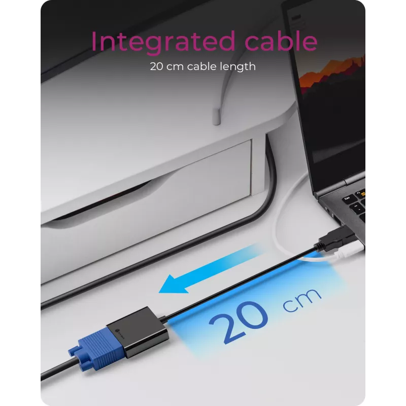 HDMI į VGA adapteris icybox IB-AC502a — HDMI A (kištukas) į VGA (lizdas) adapterį