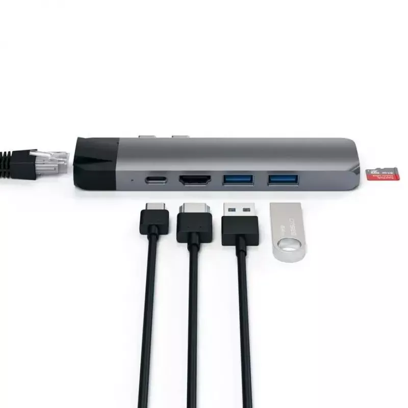 Nešiojamojo kompiuterio dokas Satechi ST-TCPHEM Thunderbolt 3 pilkas