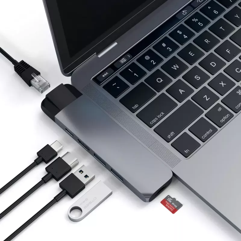 Nešiojamojo kompiuterio dokas Satechi ST-TCPHEM Thunderbolt 3 pilkas