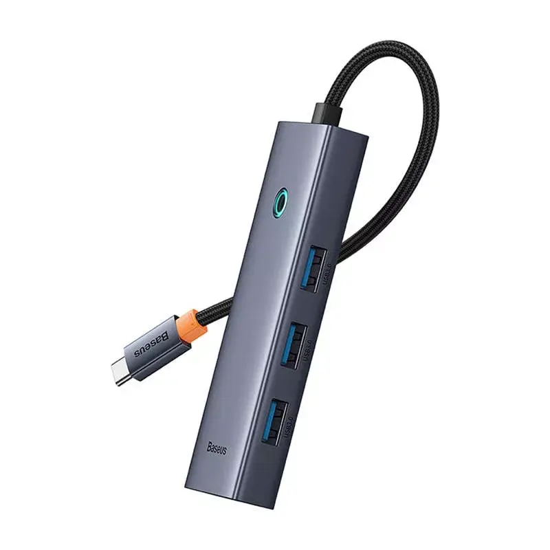 Baseus 4in1 Hub UltraJoy USB-C į USB 3.0 pilkas laidas