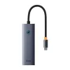 Baseus 4in1 Hub UltraJoy USB-C į USB 3.0 pilkas laidas