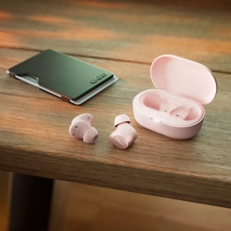 Philips TAT1209PK/00 ausinės / laisvų rankų įranga True Wireless Stereo (TWS) Į ausis Skambučiai / Muzika Bluetooth Rožinė