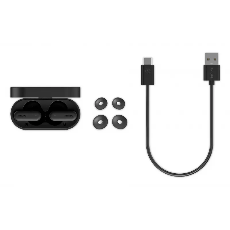 Ausinės Philips TAT6000BK/00 True Wireless Stereo (TWS) Bluetooth Į ausį, 20–20000 Hz, 10 m, Juodos