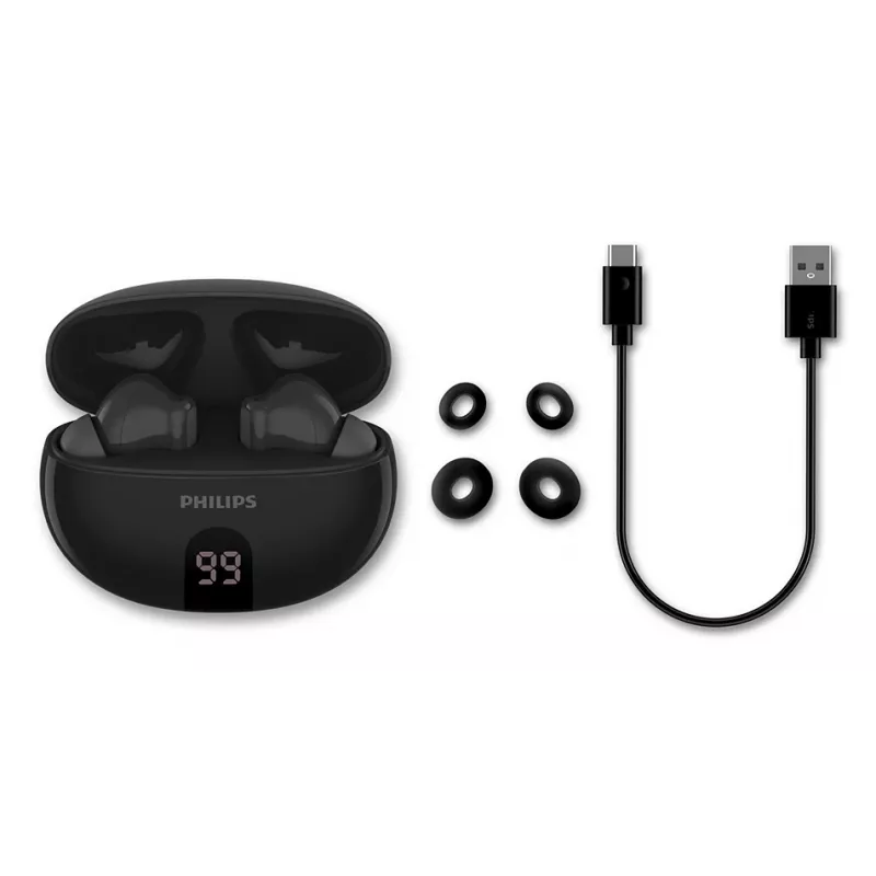 Belaidis į ausis įdedamas ausinių komplektas Philips TAT2520BK/00 — Bluetooth, 20–20000 Hz, 10 m veikimo nuotolis, 40 g, juoda