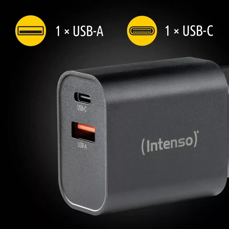 Maitinimo adapteris Intenso W30AC 30W USB-A USB-C Juodas