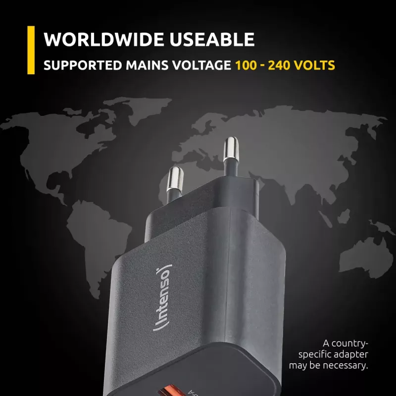 Maitinimo adapteris Intenso W30AC 30W USB-A USB-C Juodas