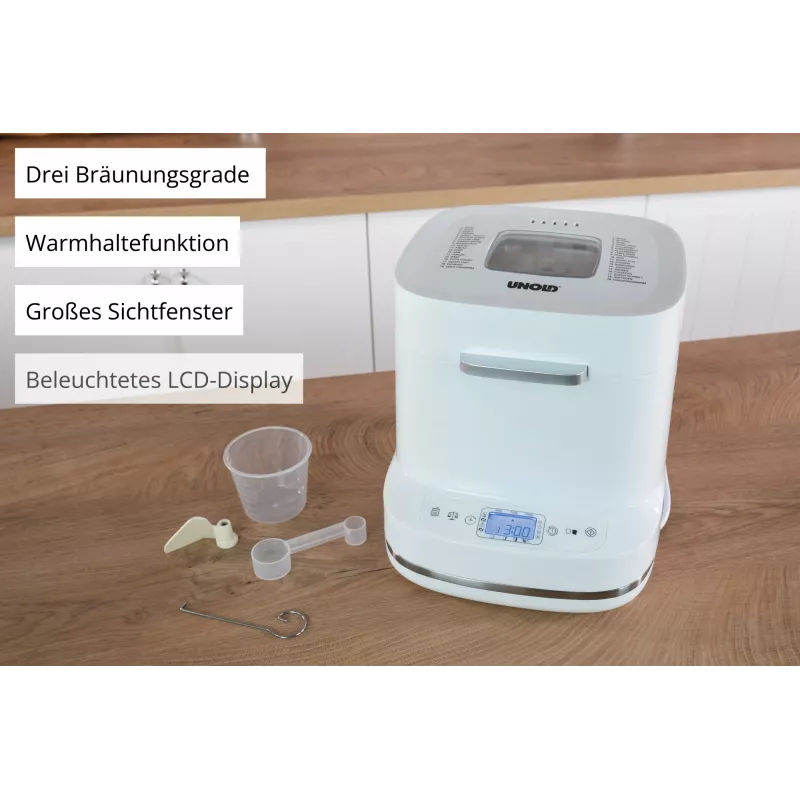 Duonkepė Unold Esge Backmeister Bernd 68120 — 550 W, maks. kepalas 1 kg, balta, plastikinis korpusas