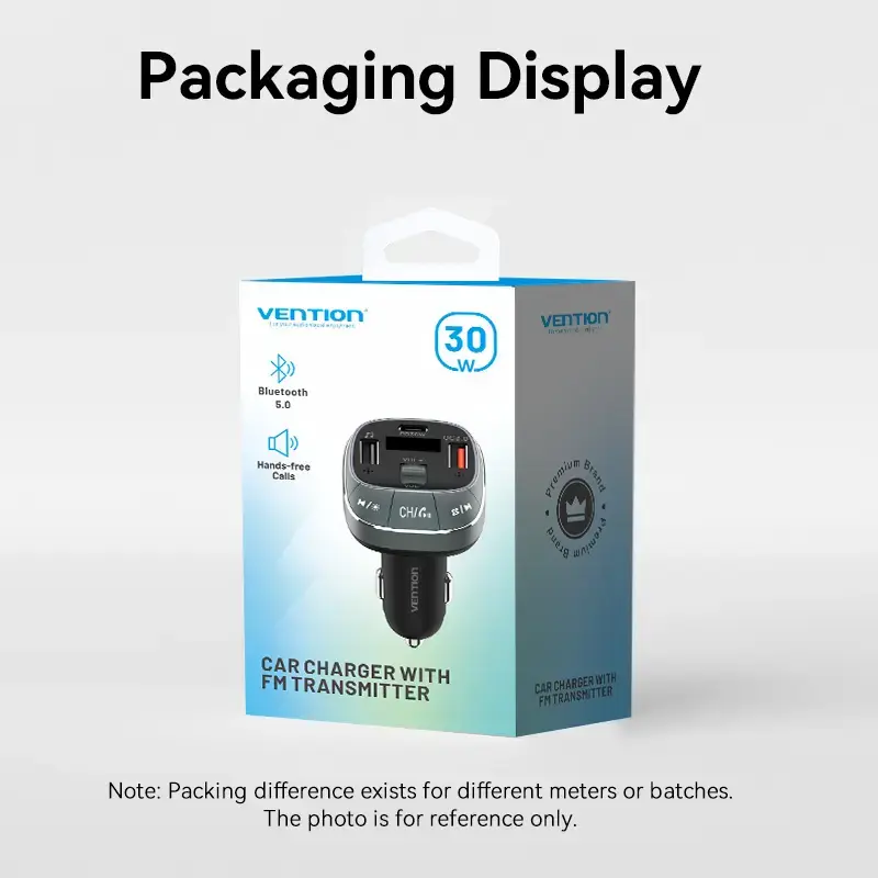 Automobilinis kroviklis Vention 3 prievadų USB (USB-C + 2× USB-A) 30W/18W/5W juodas