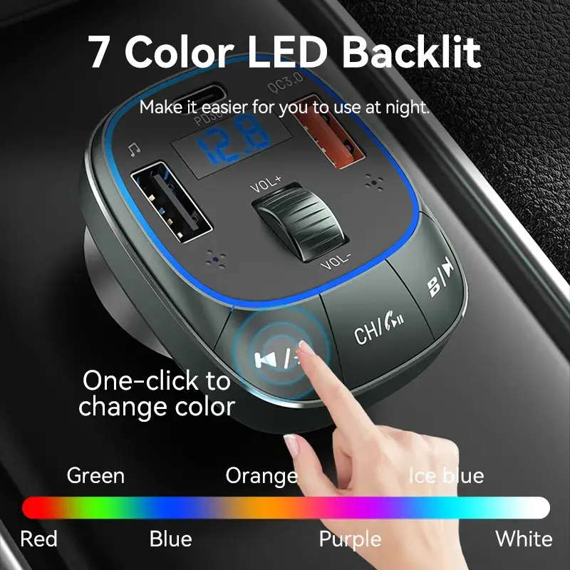 Automobilinis kroviklis Vention 3 prievadų USB (USB-C + 2× USB-A) 30W/18W/5W juodas