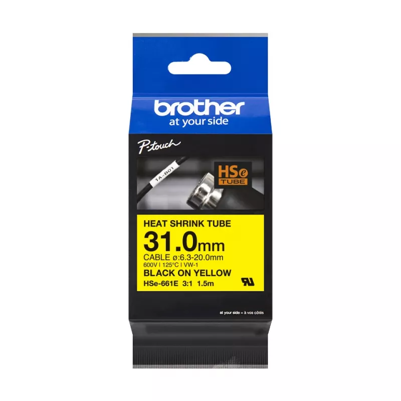 Spausdintuvo juostelė Brother HSe-661E juoda 3,1 cm x 1,5 m