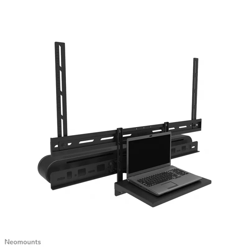 Videobar ir nešiojamojo kompiuterio lentynos rinkinys Neomounts AV60-500BL 43–110 colių ekranams, VESA iki 600x400, maks. apkrova 8 kg, plotis 900 mm