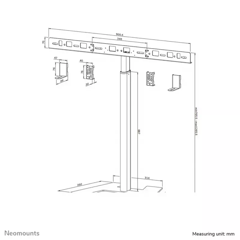 Neomounts AV80-500BL videobarų grindų stovas - VESA - iki 10 kg - universalus