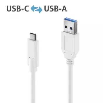USB laidas PureLink IS2610-010 USB 3.2 Gen 2 1m USB C USB A Baltas