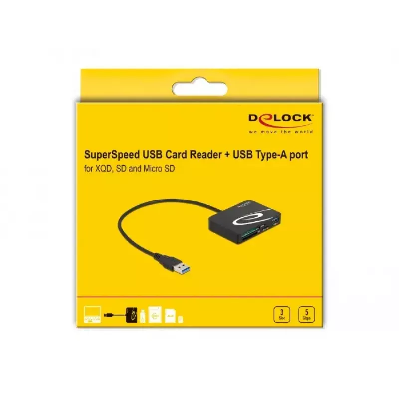 Kortelių skaitytuvas DeLOCK 91756 Juodas MicroSD SD MMC USB 5 Mbit/s