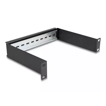 Rack rail DeLOCK 10 colių DIN bėgelio panelė 1U juoda Metalas