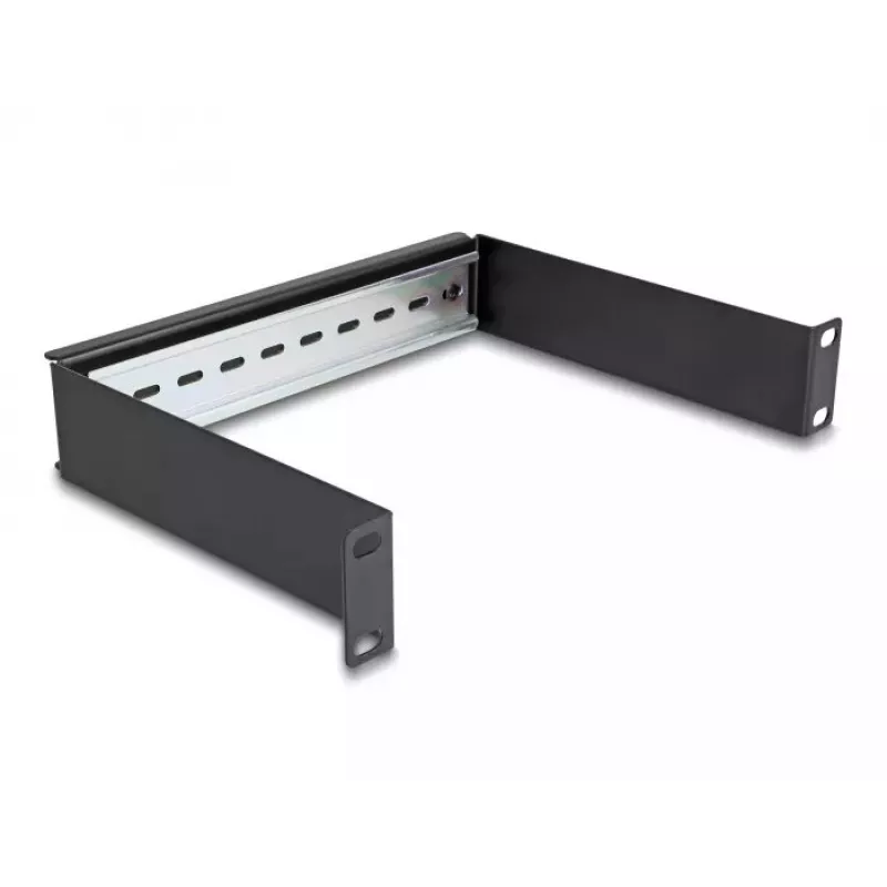 Rack rail DeLOCK 10 colių DIN bėgelio panelė 1U juoda Metalas