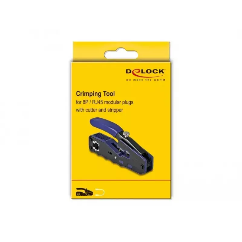 “DeLOCK 90577” kabelių užspaudimo replės Užspaudimo įrankis Juoda Mėlyna Plotis 62 mm Ilgis 135 mm Aukštis 20 mm