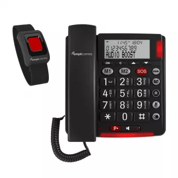 Analoginis telefonas amplicomms BigTel 50 Alarm Plus su skambintojo ID, tamsiai pilkas