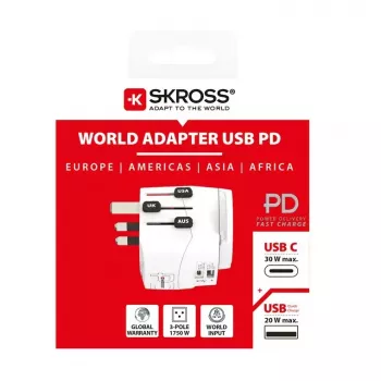 Maitinimo kištuko adapteris Skross 61663 universalus baltas 100–250 V 2,4 A USB