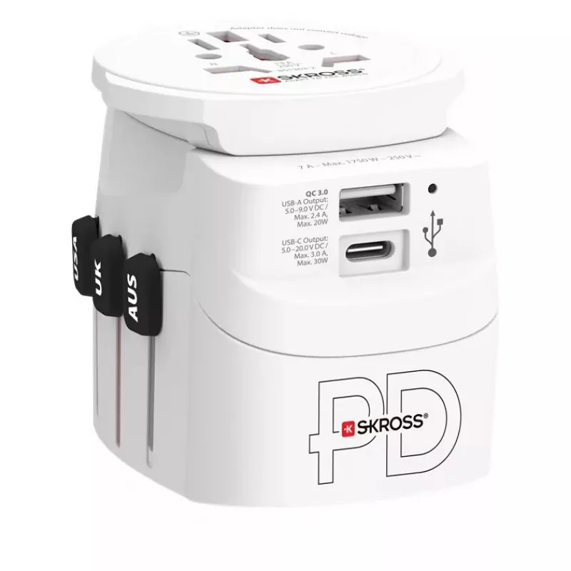 Maitinimo kištuko adapteris Skross 61663 universalus baltas 100–250 V 2,4 A USB