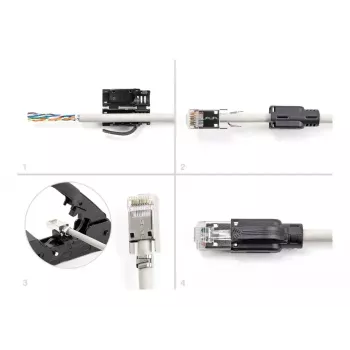DeLOCK RJ45 modulinis kištukas Cat.6A 25 vnt. rinkinys su įtempimo sumažinimu, patikima lenkimo apsauga