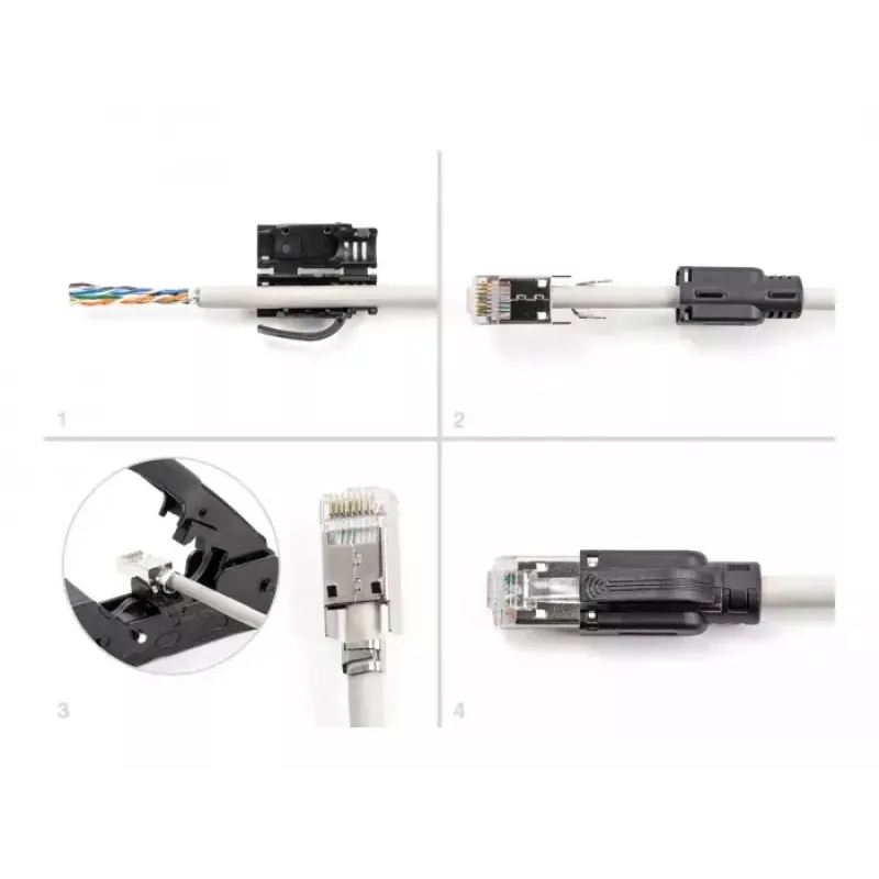DeLOCK RJ45 modulinis kištukas Cat.6A 25 vnt. rinkinys su įtempimo sumažinimu, patikima lenkimo apsauga