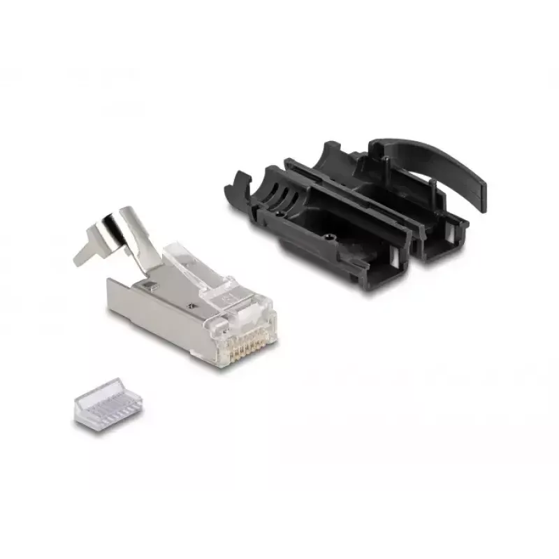 DeLOCK RJ45 modulinis kištukas Cat.6A 25 vnt. rinkinys su įtempimo sumažinimu, patikima lenkimo apsauga