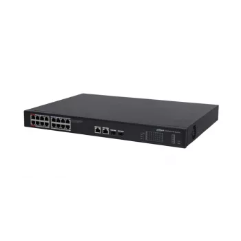 Dahua Technology PoE DH-PFS3220-16GT-190 tinklo komutatorius Nevaldomas L2 Gigabit Ethernet (10/100/1000) Power over Ethernet (PoE) 1U Juodas