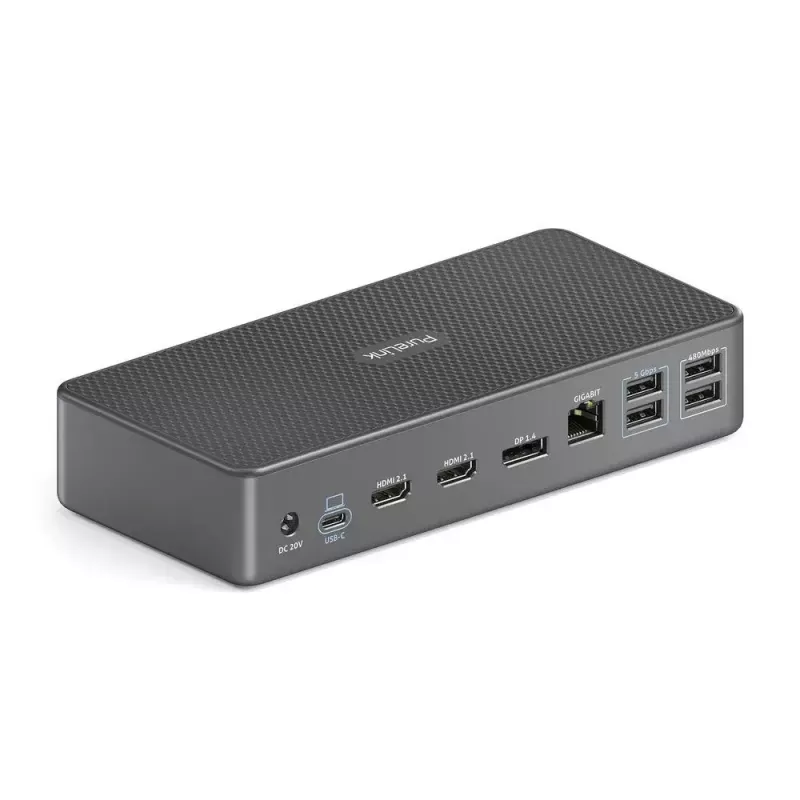 Nešiojamojo kompiuterio dokas PureLink VL-D220 Laidinis USB 3.2 Gen 2 Type-C Pilkas