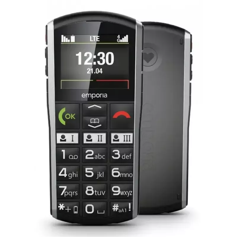 Išmanusis telefonas Emporia SIMPLICITY-LTE 5,08 cm (2 colių) 1200 mAh Juoda, Sidabrinė