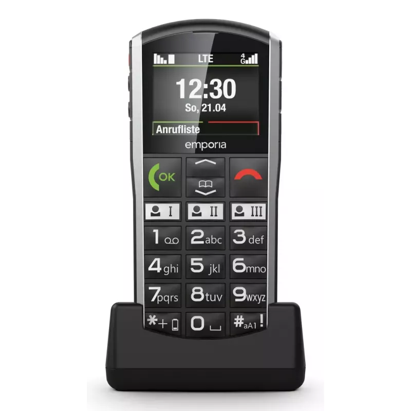 Išmanusis telefonas Emporia SIMPLICITY-LTE 5,08 cm (2 colių) 1200 mAh Juoda, Sidabrinė