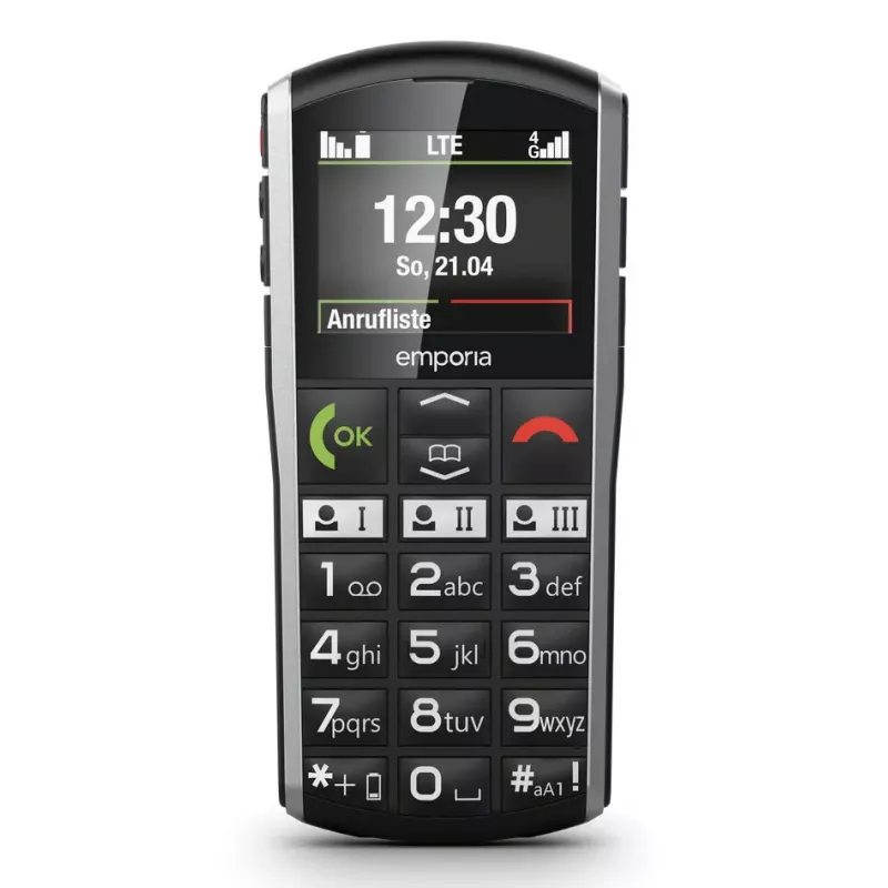 Išmanusis telefonas Emporia SIMPLICITY-LTE 5,08 cm (2 colių) 1200 mAh Juoda, Sidabrinė