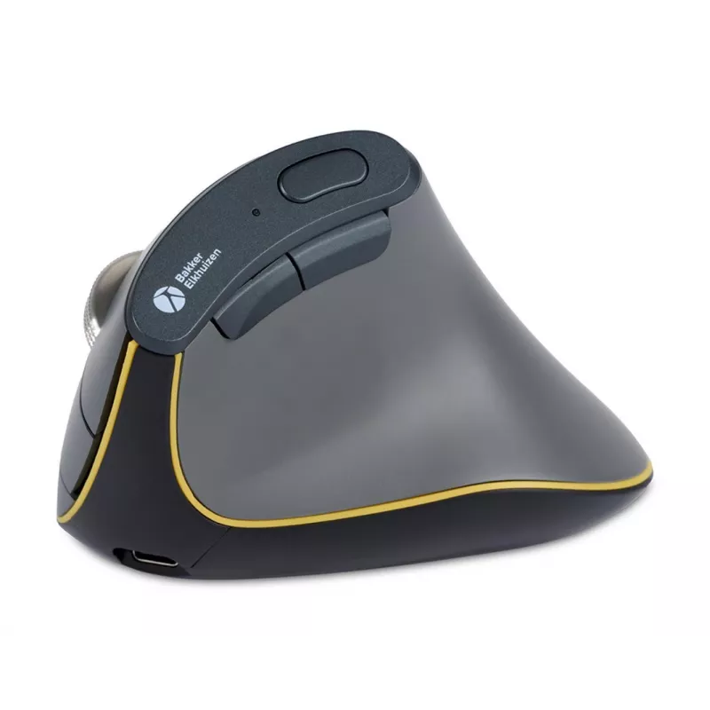 BakkerElkhuizen FastForward pelė, dešinei rankai, vertikalus dizainas, optinė, RF belaidė + Bluetooth + USB Type-C, 500 DPI, pilka