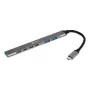 USB-C Hub 7-in-1 BakkerElkhuizen BNECHUB3A4C — 7 prievadai (USB 3.2 Gen1 A, USB 3.2 Gen1 C, USB 2.0), aliuminio korpusas, pilka/juoda