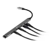 USB-C Hub 7-in-1 BakkerElkhuizen BNECHUB3A4C — 7 prievadai (USB 3.2 Gen1 A, USB 3.2 Gen1 C, USB 2.0), aliuminio korpusas, pilka/juoda
