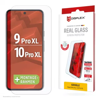 Displex ekrano apsauginis stiklas (10H), skirtas Google Pixel 9 Pro XL, Pixel 10 Pro XL, Eco montavimo rėmelis, atsparus įbrėžimams