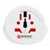 Kelioninis adapteris SKROSS World to Europe — universali įvestis į europinį lizdą, baltas, 64×58×47 mm
